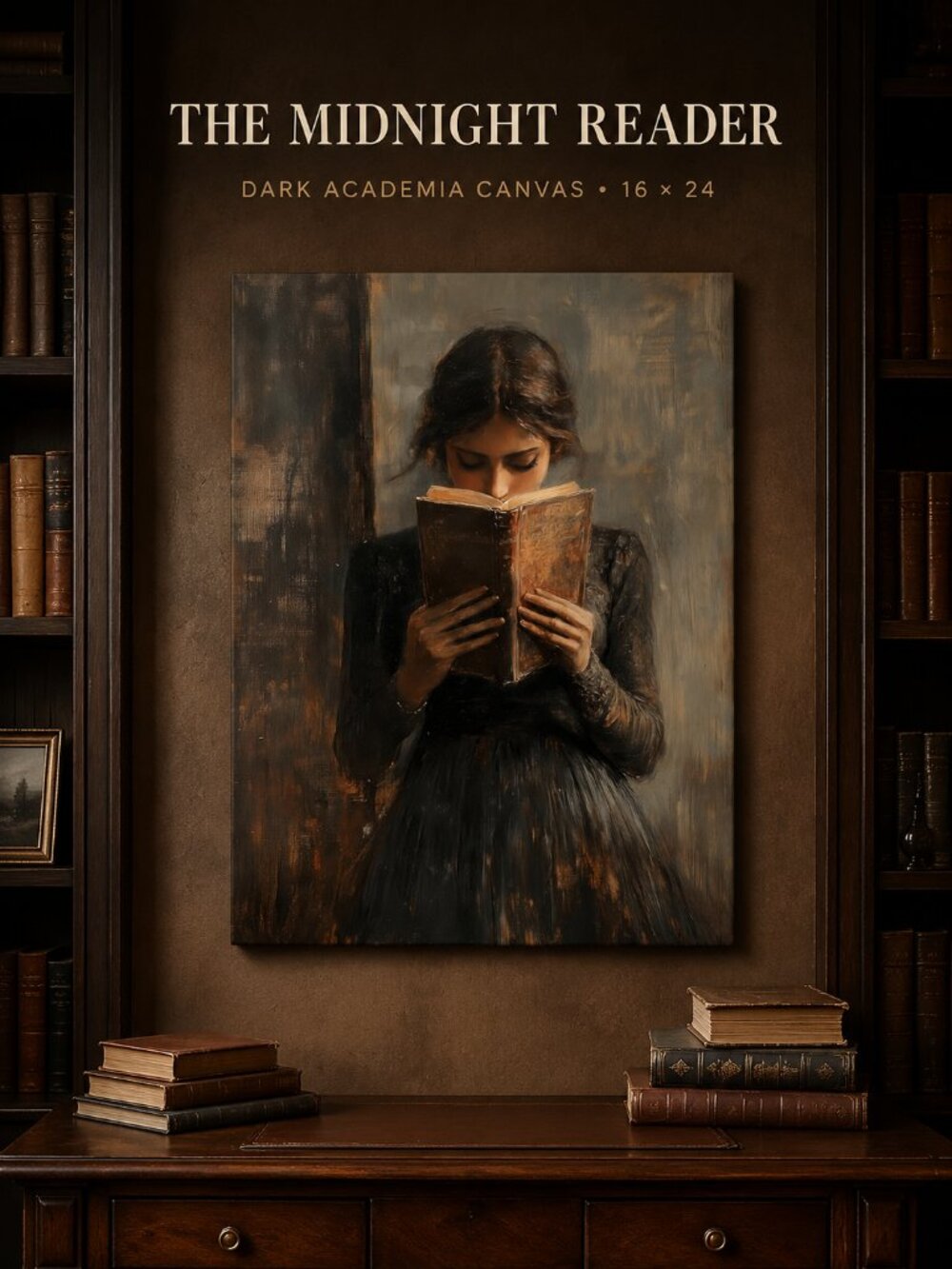 Dark Academia Victorian Woman Reading Canvas Wall Art 16x24